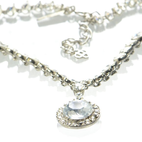 Vintage Oscar de La Renta Crystal Teardrop Necklace - Picture 2 of 8